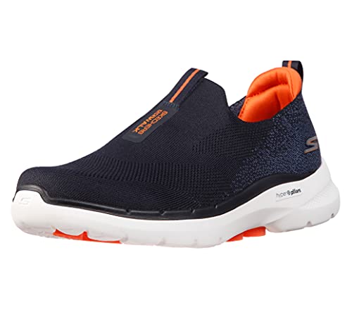 Skechers Men's Gowalk 6-Stretch Fit Slip-On Athletic Performance Walking Shoe, Navy/Orange, 8