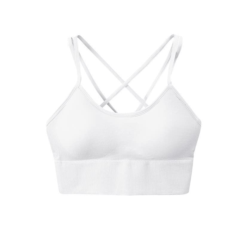 Women Womens Sexy Crisscross Back Longline Yoga Bra Multiway Convertible Strap Comfort T-Shirt Bras Racerback Sports Bras Girls Sports Bras White S