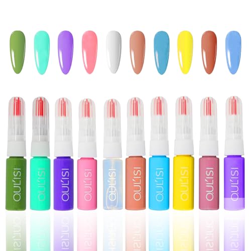 OUL'ISI 10 Colors 3D Nail Polish Art Pens Set, 2in1 Nail Polish Pens and Brushs, Nail Art, Nail Point Graffiti Dotting Pen, DIY Nail Art Beauty Nail Design Tools，2.7 ounce Water Based Nail Polish