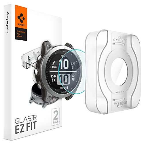 Spigen Tempered Glass Screen Protector [GlasTR EZ FIT] designed for Garmin Fenix 7 / Fenix 7 Solar / Fenix 7 Sapphire Solar / Fenix 7 Pro / Fenix 7 Pro Solar / Fenix 7 Pro Sapphire Solar / Epix(Gen 2) / Epix Pro[47mm] - 2 Pack