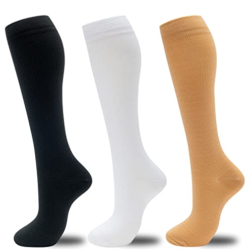 fenglaoda Compression Socks for Women Men 3 Pairs Graduated Compression Support Circulation Socks for Nurses