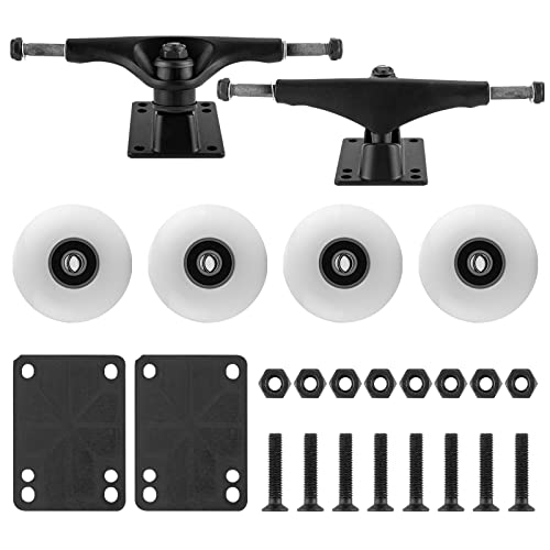 TLHB Skateboard Truck,Skateboard Wheels 52mm Suitable for Skateboarders,Fits 7.5-8' Deck，Skateboard Bearings,Skateboard Pads,Durable Skateboard Hardware Combo Starter Kit -White