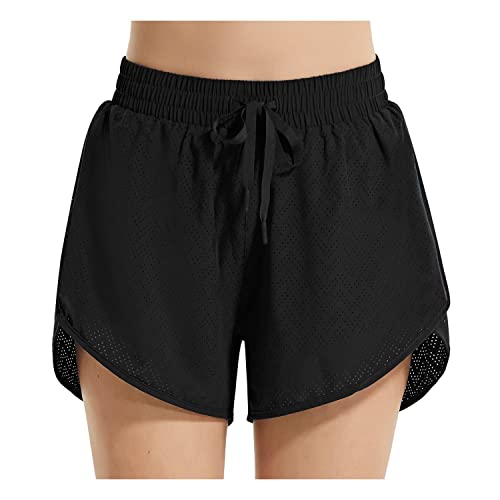 BALEAF Women's Swim Shorts Modest Swimsuit Bathing Suit Bottoms 3' Quick Dry Mesh Beach Water Board Shorts with Liner Pocket Black L