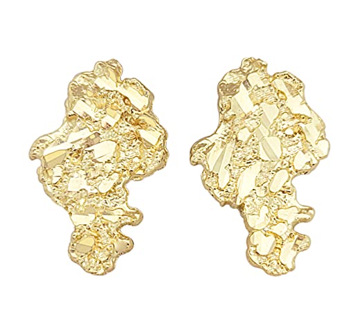 Mens 10k Yellow Gold Nugget Earrings