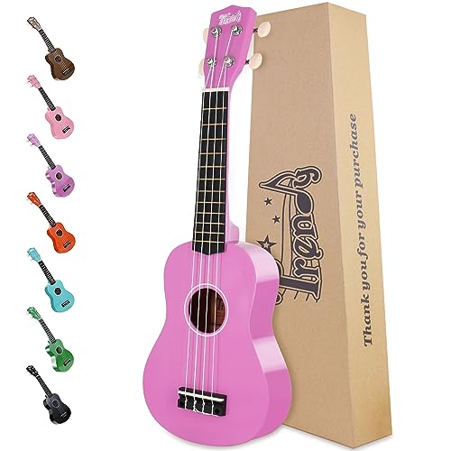 Trendy Soprano Ukulele for Beginners 21 Inch Hawaiian Ukulele for Kids Adult Student (Purple)