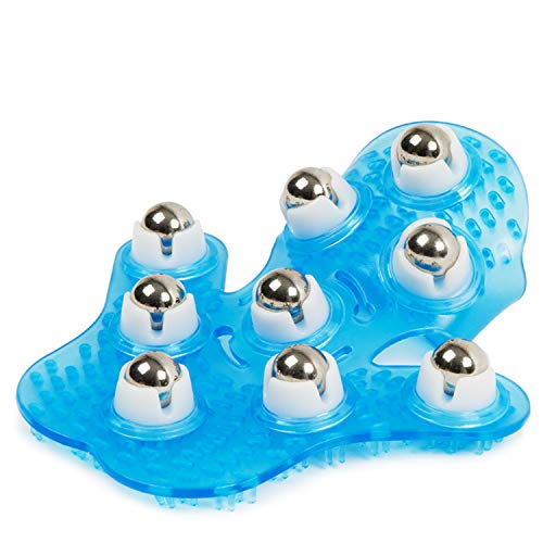 Outton Glove Massager Palm Shaped Hand Massage Manual 9 360-degree-roller Mental Roller Ball Blue