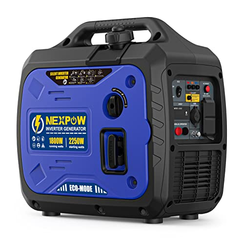 NEXPOW Portable Inverter Generator, 2250W Super Quiet Generator with CO Alarm Ideal,Eco-Mode Feature, Parallel Capability,EPA Compliant,and 5v/3A USB Outlet,Lightweight For Backup Home Us& Camping