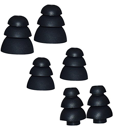 New Triple Flange Replacement Earbuds Eartips 3 Pairs (S, M, L) for Monster Beats Dr. Dre Tour, Powerbeats, urBeats, Gratitude, NCredible N-Ergy in-Ear Stereo Earphones