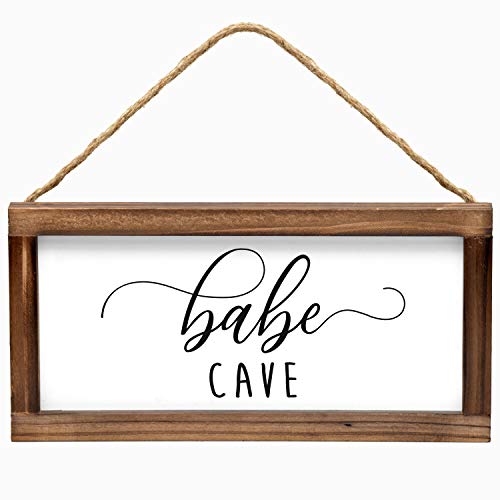 Lil Babe Cave Sign Hanging Wall Decor 6x12 Inch, Babe Cave Sign, Modern Farmhouse Babe Cave Wall Sign, Little Babe Cave Door Sign, Boho Door Sign Girls Bedroom Neutral