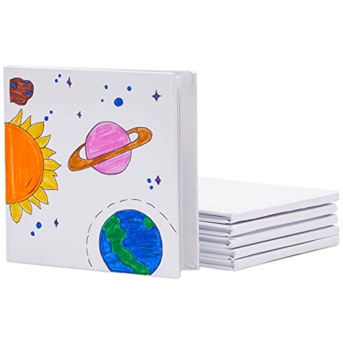 6 Pack Blank Books for Kids to Write Stories, Hardcover Sketchbooks for Students, 36 Pages (White, 5 x 5 In)