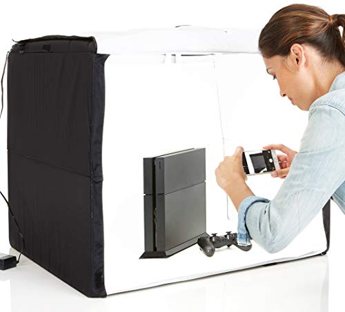 Amazon Basics Portable Foldable Photo Studio Box with LED Light, 1 Count (Pack of 1), Black, 25 x 30 x 25 Inches