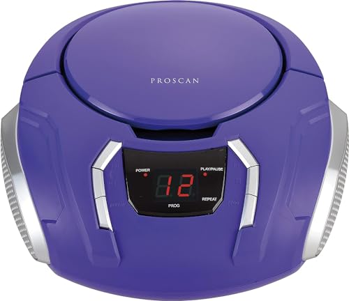 Proscan Elite Portable CD Boombox with AM/FM Radio, Auxiliary - Purple