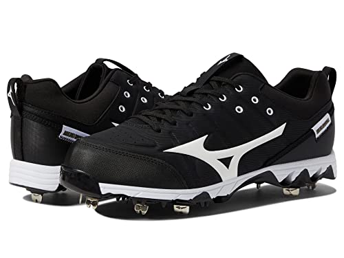 Mizuno Men's 9-Spike Ambition 2 Baseball Shoe, Black-White, 11