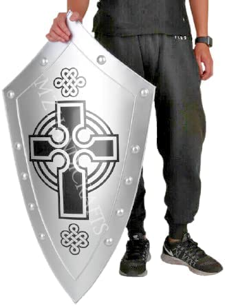 ACTIVE INDUSTRIES Medieval Knights Templar Royal Crusader Armor Celtic Cross Shield Costume Silver-Black