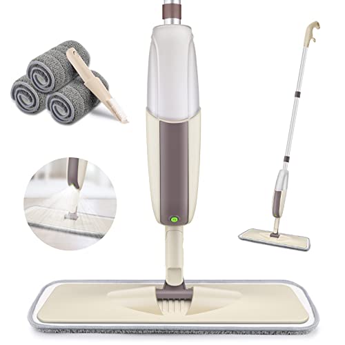 Spray Mop for Floor Cleaning, HOMTOYOU Floor Mop with a Refillable Bottle and 3 Washable Microfiber Pads, Dry Wet Spray Mop for Home Kitchen Hardwood Laminate Wood Vinyl Ceramic Tiles Floor Cleaning