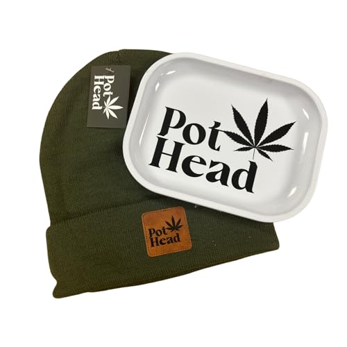 Pot Head Beanie with Rolling Tray Green