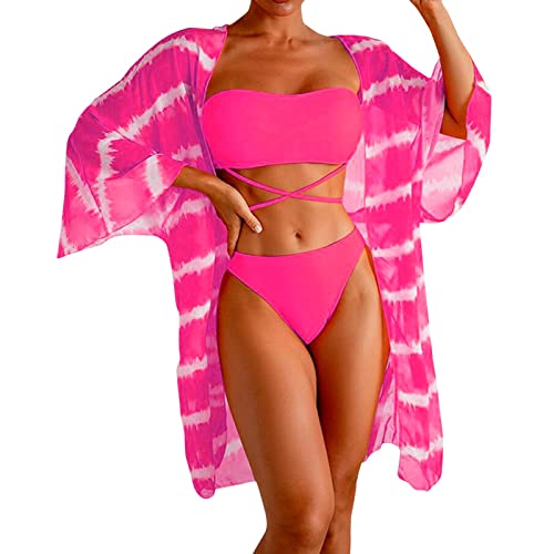 Plus Size Bathing Suit Tummy Control Cover up Set for Swimwear Pink Clothing Cross Back Halter String Triangle Orange Bathing Suits for Women Women Swimsuit Womens Swim Bottoms Short with Built in