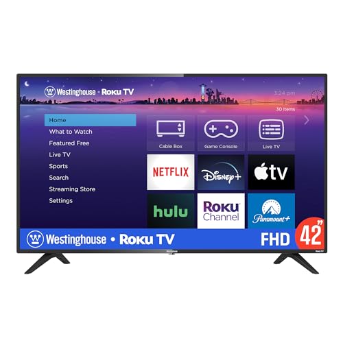 Westinghouse Roku TV - 42 Inch Smart TV, 1080P LED Full HD TV with Wi-Fi Connectivity and Mobile App, Flat Screen TV Compatible with Apple Home Kit, Alexa and Google Assistant