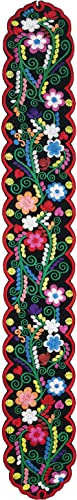 YZXDORWJ Women Embrodiered Mexican Belt for Dress Boho Floral Traditional Fiesta Party Sash（17-169BKR）