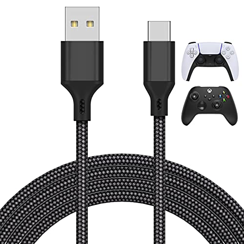 MENEEA 16.4FT Braided USB-C Charging Cable for PS5/Xbox Series X/S/Switch Controllers - Replacement Charger Cord for PS5/Xbox/Switch Accessories, Black