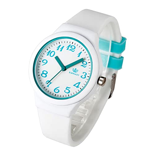 Top Plaza Womens White Silicone Analog Quartz Wrist Watches Fashion Casual Colorful Sport Rubber Jelly Watch with Classic Arabic Numerals