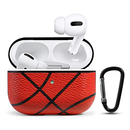 HIDAHE Airpods Pro Skin, Airpods Pro Protective Cover, Shockproof Case for Airpods Pro Accessories Sport Pattern Airpod Pro Cover Leather Case for Apple Charging Case for AirPods Pro, Basketball