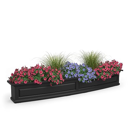 Mayne Inc. Nantucket 6ft Window Box - Black - 72in L x 11.6in W x 10.2in H - with 6.5 Gallon Built-in Water Reservoir (4848-B)