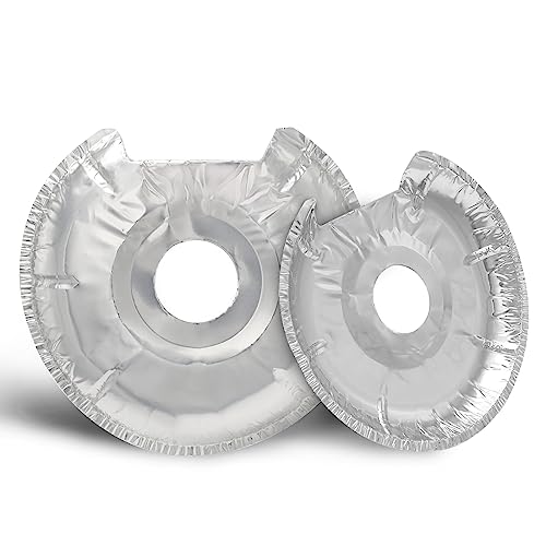COZZIVITA Round Electric Stove Burner Covers - Thicker Aluminum Foil Burner Liners - Disposable Stove Top Protector, 50 Pack (25 * 6 Inch and 25 * 8 Inch)