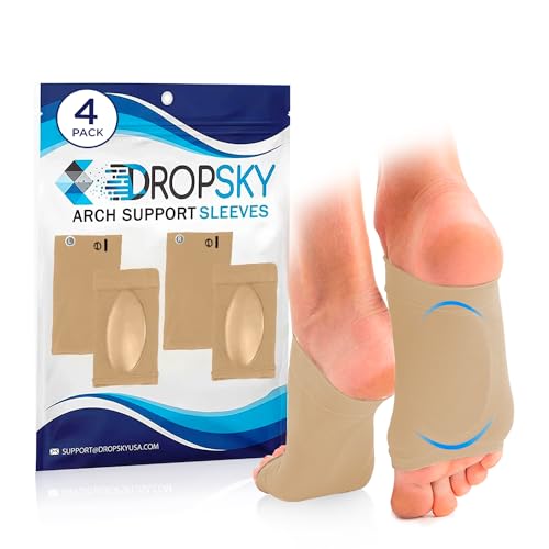 Arch Support, Flat Feet Arch Support Women and Men- Plantar Fasciitis Support Brace, Compression Arch Supports- Foot Arch Support Flat Feet & Pain Relief, Arch Support Bands- 2 Pair (4 pieces), Nude
