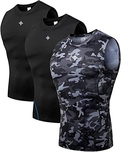 Milin Naco Sleeveless Compression Shirts for Men Compression Undershirts Dry Fit Compression Shirts UPF 50+ Rash Guard