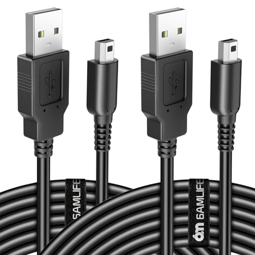 6amLifestyle [2 Pack 4FT 3DS 2DS DSi Charger Cable Power USB Charging Cord Compatible with Nintendo New 3DS XL/New 3DS/ 3DS XL/ 3DS/ New 2DS XL/New 2DS/ 2DS XL/ 2DS/ DSi/DSi XL, Black