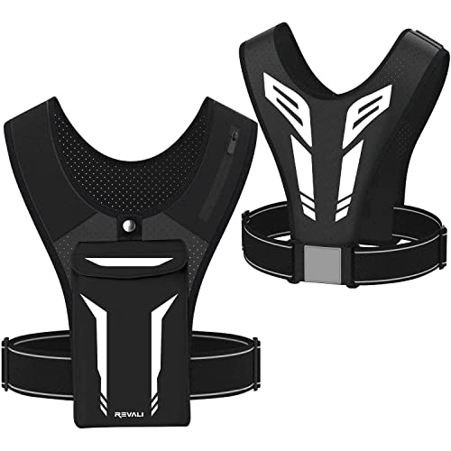 Running Vest, REVALI USA Original Patent, USA Designed, USA Warranty Reflective Running Vest Gear for Men and Women Black