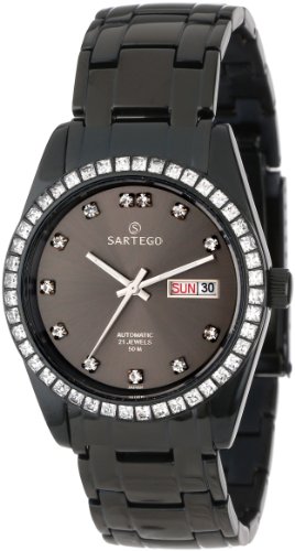 Sartego Men's SBGU13 Classic Analog Black Face Dial Swarovski Watch