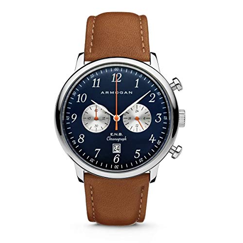 ARMOGAN E.N.B - Blue Saphire S42 - Men's Chronograph Watch Light Brown Leather Strap
