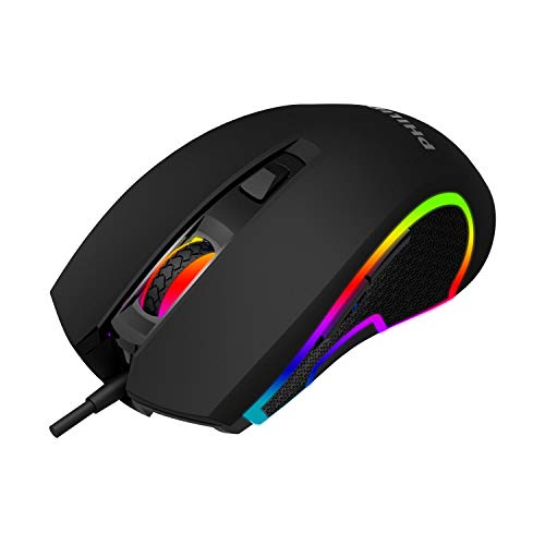 PHILIPS Gaming Mouse | RGB “Living Light” FX | 1000Hz Polling, 1200-6400 DPI | High-Performance Wired Optical USB Mouse Sensor w/ 5 Programmable Buttons (SPK9413)