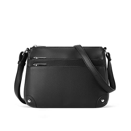 WESTBRONCO Crossbody Bags for Women, Medium Size Shoulder Handbags, Satchel Purse with Multi Zipper Pocket Black