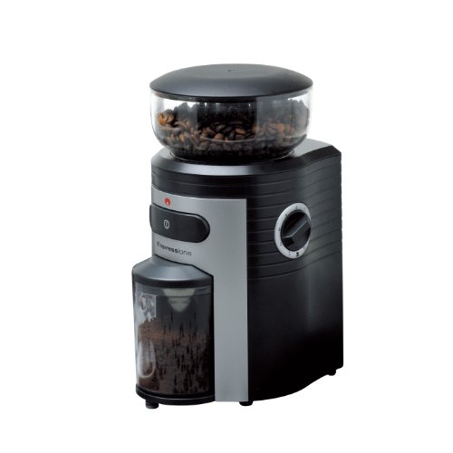 Espressione Professional Conical Burr Coffee Grinder, Black/Silver, 8.5-Oz.