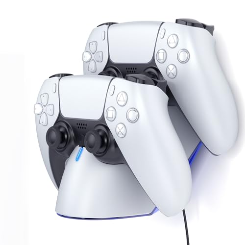 PS5 Controller Wall Mount Charger, Playstation 5 Dualsense Docking Station with Fast Charging AC Adapter 5V/2A, PS5 Remote Charger Station LED Indicator, Dual Charging Dock Accessories for PS5