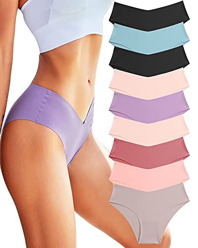ROSYCORAL Women’s Seamless Bikini Panties Soft Stretch Invisibles Briefs No Show Hipster Underwear cheeky 9 pack XS-L (S)