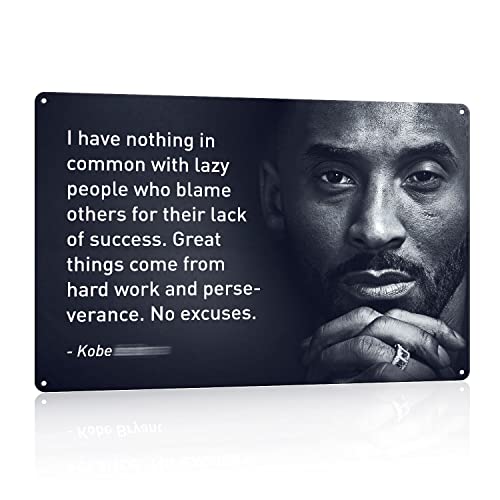 NC Kobe Bryant Quotes-Great Things Come from Hard Work- 8 x 10 -Motivational Basketball Metal Sign Print Poster. Home-Office-Locker Room-Gym Décor. Perfect Wall Art to Inspire Perseverance.