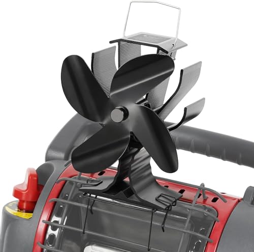 Signstek Wood Stove Fan for Buddy Heater,Heat Powered Fireplace Fan with Bracket for Mr Heater Propane Log Burner Wood Burning Stove Accessory Non Electric for Camping Outdoor Indoor Use-4 Blades