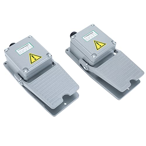 YaeKoo 2 Pack AC 380V 15A Closed SPDT Foot Switch 3 Terminals Electric Pedal Heavy Duty Momentary Foot Pedal Switch