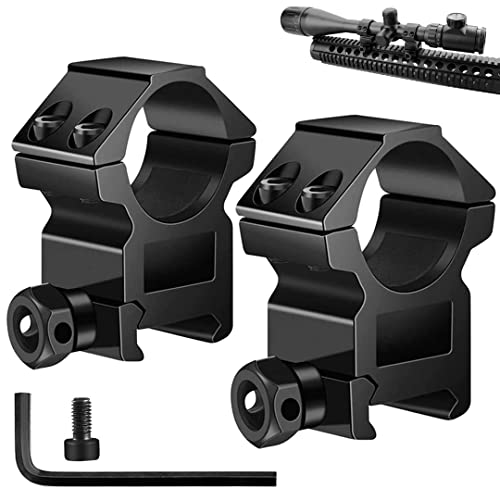 LONSEL 1'' Scope Rings, 2Pcs High Profile & 2Pcs Medium Profile 1 Inch Scope Mount Rings for Picatinny Rail (High Profile - 2 Pack)