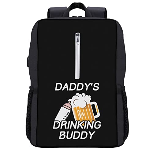 Daddy's Drinking Buddy Laptop Backpack Durable Shoulder Bag Travel Daybag with USB Charging Port