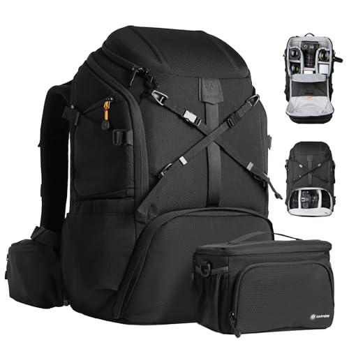 TARION Professional Large Camera Backpack Bag 2-in-1 Hiking Camera Bag Outdoor Photography Backpack with Versatile Extensions Hard-shell Top Quick Access Waterproof Cover Extra Large Photo Bag HX-XL