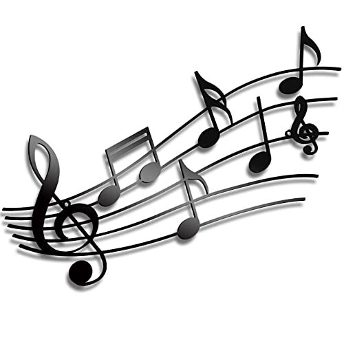 Zhengmy Music Note Wall Decor Metal Music Notes Wall Art Music Theme Note Decor Vintage Hanging Wall Sign Metal Sign Wall Hanger Home Decor Wall Decor for Living Room, Bedroom, Front Porch, Black