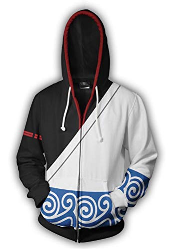 WANHONGYUE Anime Gintama Hoodie Zip Jacket Adult Cosplay 3D Print Hooded Sweatshirt Coat 661-1 XXL
