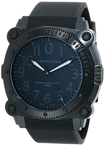 Hamilton Watch Khaki Navy BeLOWZERO Swiss Automatic Watch Titanium 46mm Case, Black Dial, Black Rubber Strap (Model: H78505330)