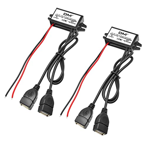 2-Pack 12V to 5V USB, Aideepen DC 12V 20V to 5V USB Adapter DC 12v to USB DC Buck Converter Module DC to DC Car Power Converter(Dual USB)