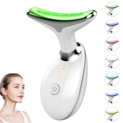 Stacific Face Lift 7 in 1 Red Light Therapy for Face, Face Lift Device, Skin Beauty Device for Face and Neck, Portable Electric Face Massager with 7 Color LED (White)
